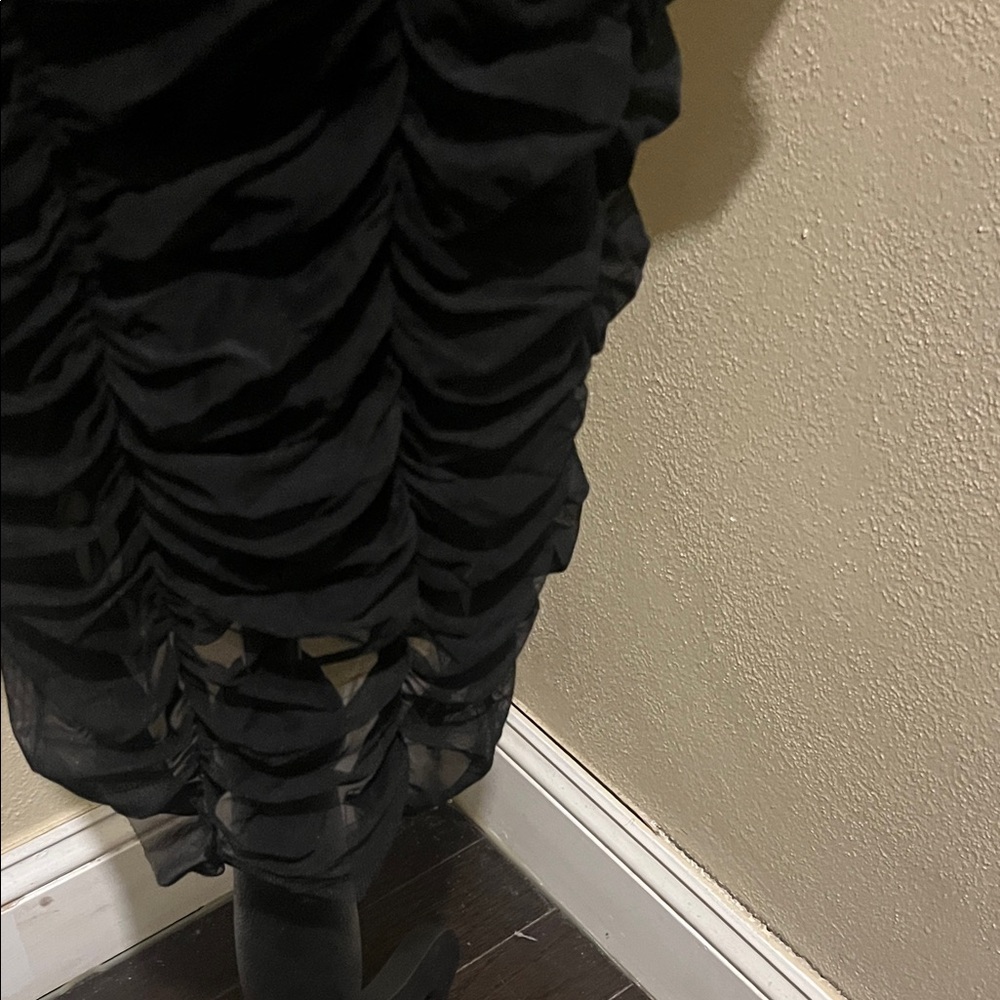 Sheer Overlay Ruched Dress - Picture 7 of 9